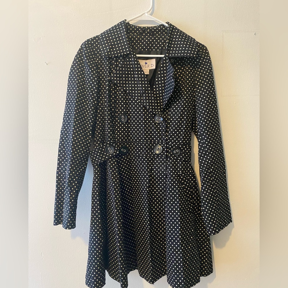Black Polka Dot Women's Coat